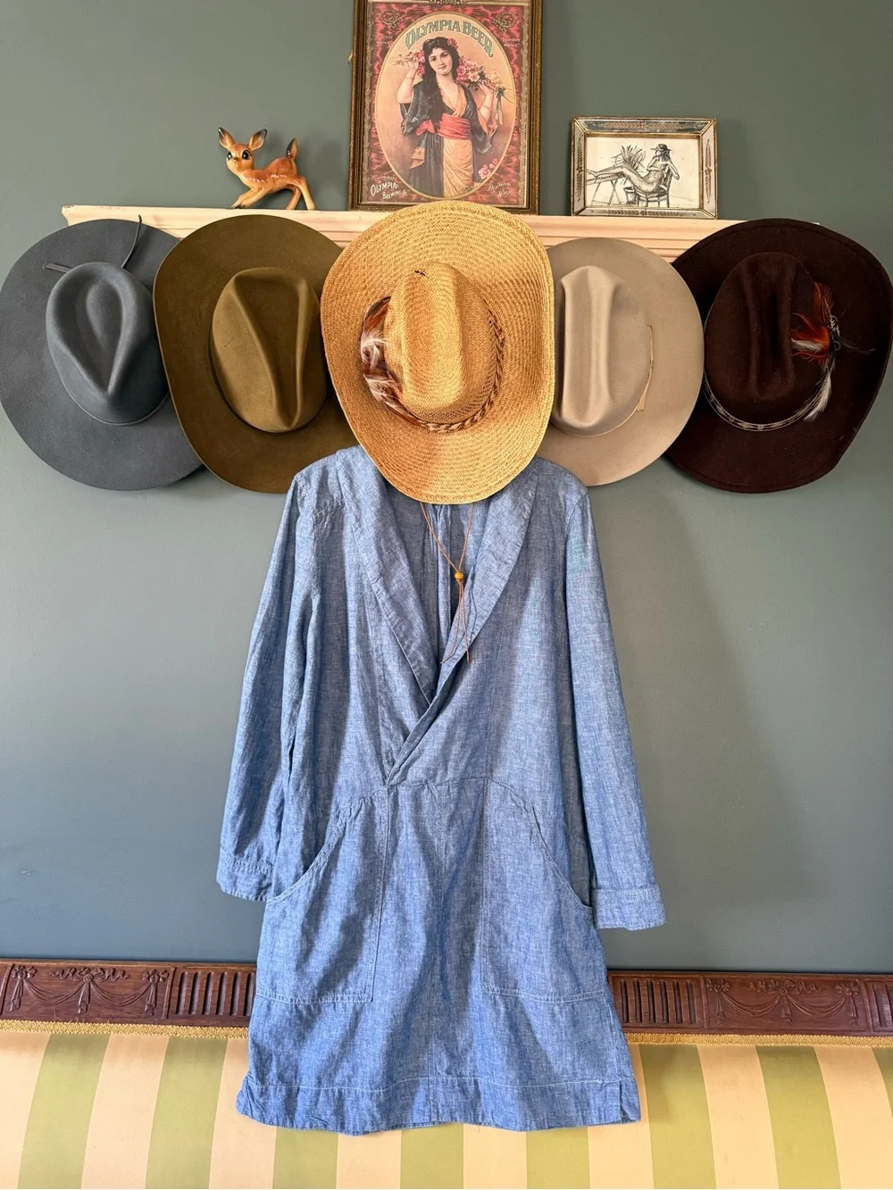 Free people Done up in denim chambray linen blend dress L